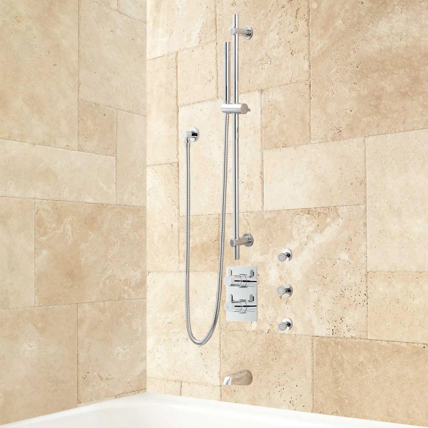 Hinson Tub and Shower Set with Modern Slide Bar - Chrome | Signature ...