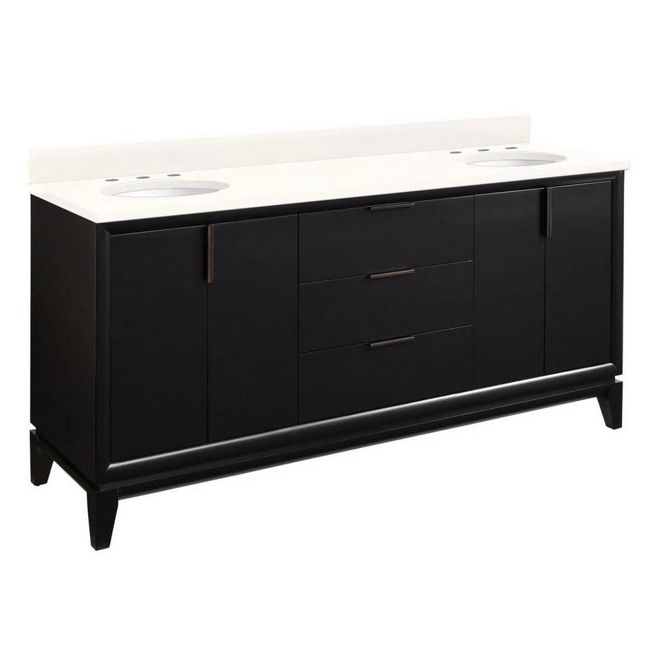 72" Talyn Mahogany Double Vanity - Black - Undermount - Oval - Arctic White Quartz - 8", , large image number 0