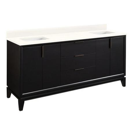 72" Talyn Mahogany Double Vanity for Rectangular Undermount Sinks - Black