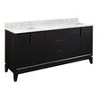 72" Talyn Mahogany Double Vanity - Black - Undermount - Rectangle - Carrara Marble - 1 Hole Cent, , large image number 0