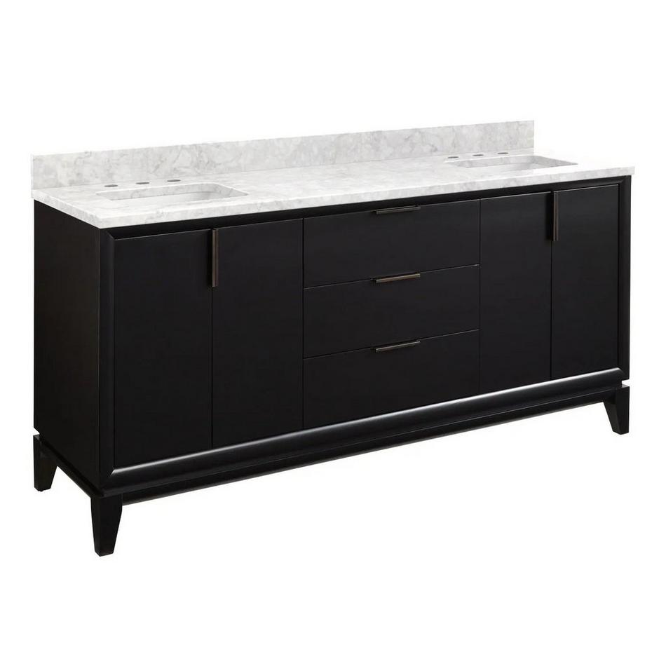 72" Talyn Mahogany Double Vanity - Black - Undermount - Rectangle - Carrara Marble - 8", , large image number 0