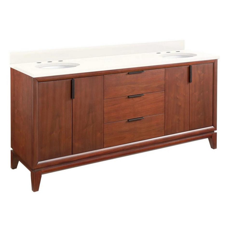 72" Talyn Mahogany Double Vanity - Light Walnut - Undermount - Oval - Arctic White Quartz - 8", , large image number 0