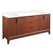 72" Talyn Mahogany Double Vanity - Light Walnut - Undermount - Oval - Feathered White Quartz - 8", , large image number 0