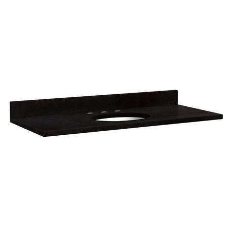 49" x 22" 3cm Granite Vanity Top for Undermount Sink - 8" Faucet Holes - Absolute Black - White Sink