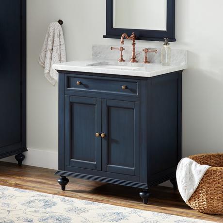 30" Keller Mahogany Vanity Cabinet for Rectangular Undermount Sink - Vintage Navy Blue