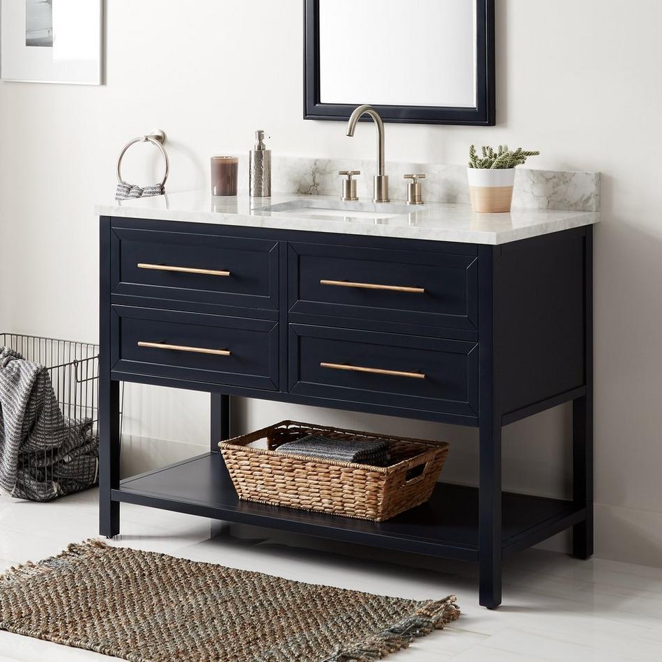 48" Robertson Mahogany Console Vanity for Rectangular Undermount Sink - Midnight Navy Blue, , large image number 0
