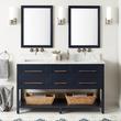 60" Robertson Mahogany Console Double Vanity for Rectangular Undermount Sinks - Midnight Navy Blue, , large image number 1
