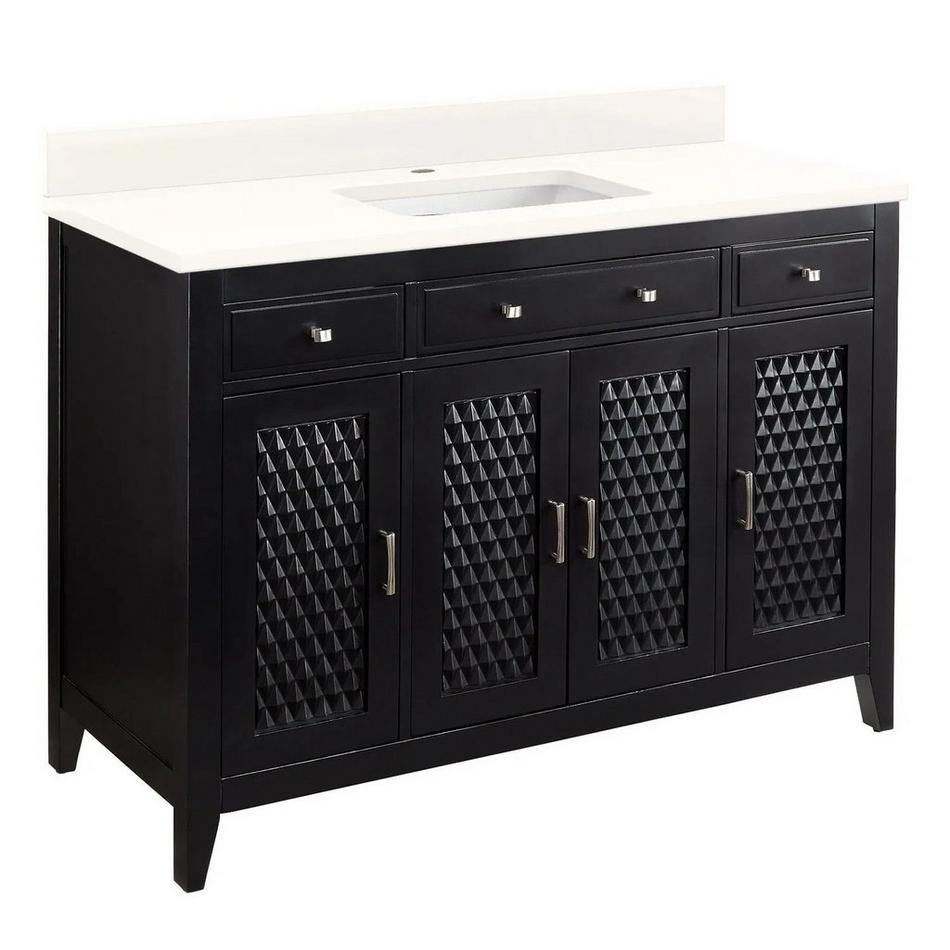 48" Thorton Mahogany Vanity - BN Hardware - Black - Arctic White 1 Hole, White RUM Sink, , large image number 0