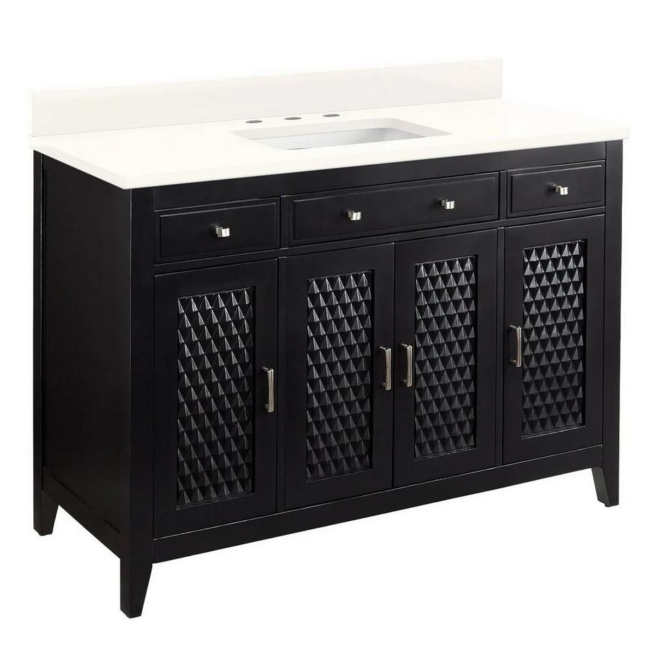 48" Thorton Mahogany Vanity - BN Hardware - Black - Arctic White Widespread, White RUM Sink, , large image number 0