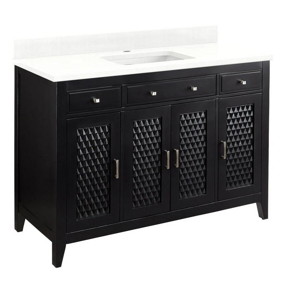 48" Thorton Mahogany Vanity - BN Hardware - Black - Feathered White 1 Hole, White RUM Sink, , large image number 0