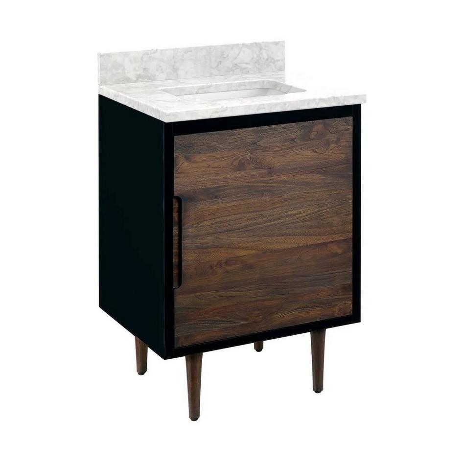 24" Bivins Teak Vanity - Java/Black - Carrara Marble Top - No Holes - Rect. Und. Sink, , large image number 0