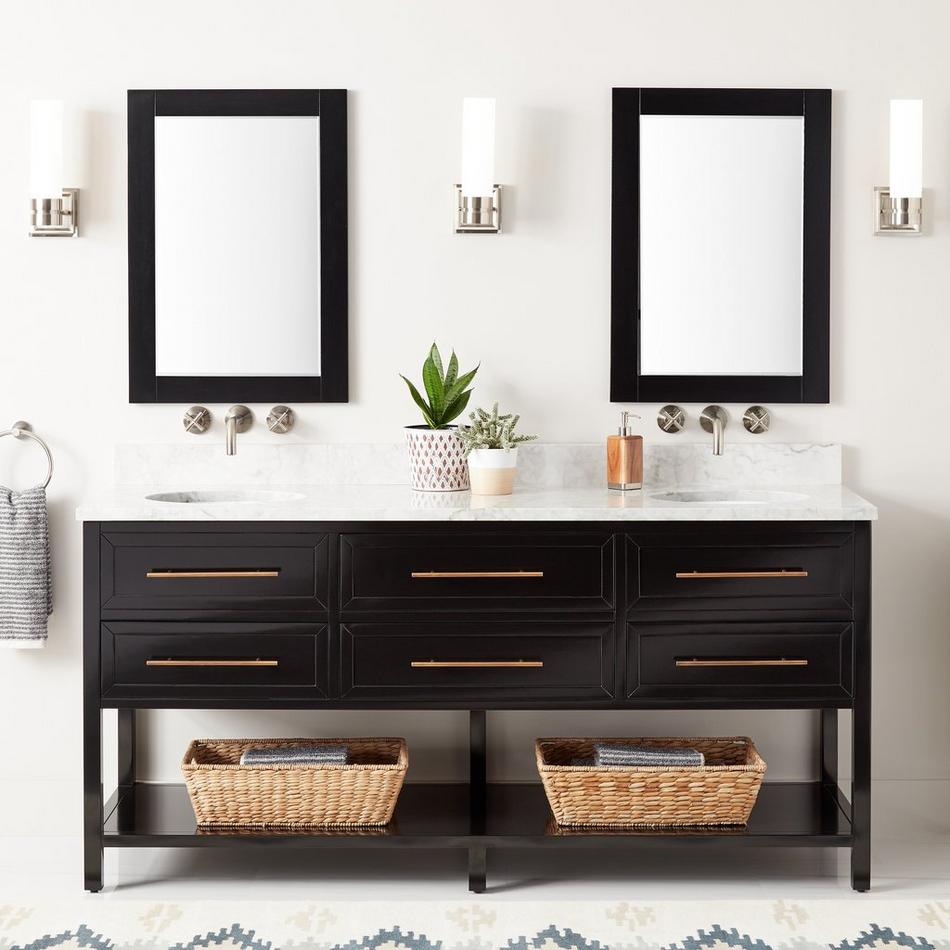 72" Robertson Double Console Vanity for Undermount Sinks - Black, , large image number 1
