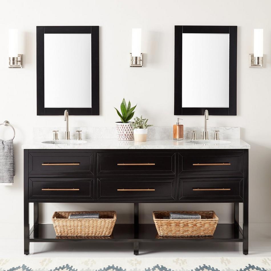 72" Robertson Double Console Vanity for Undermount Sinks - Black, , large image number 0