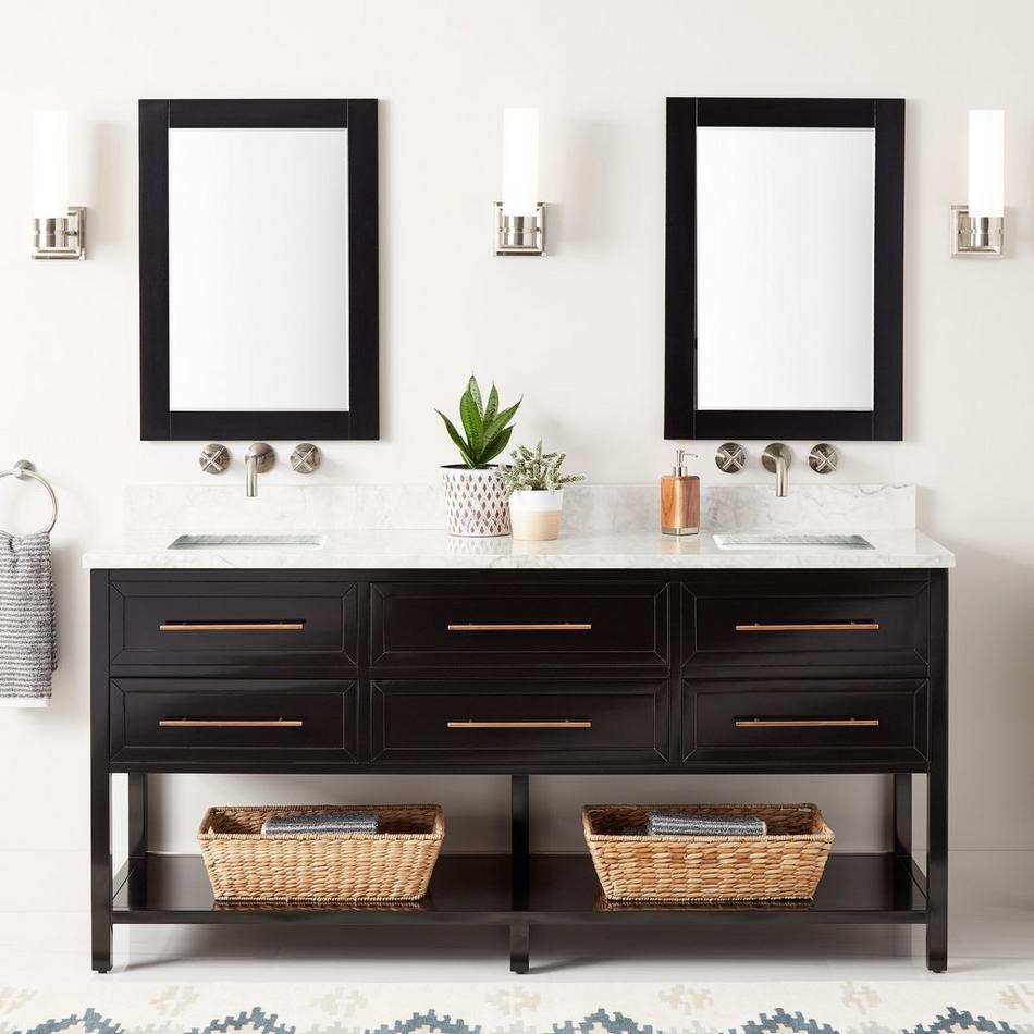 72" Robertson Double Console Vanity for Rectangular Undermount Sinks - Black, , large image number 1