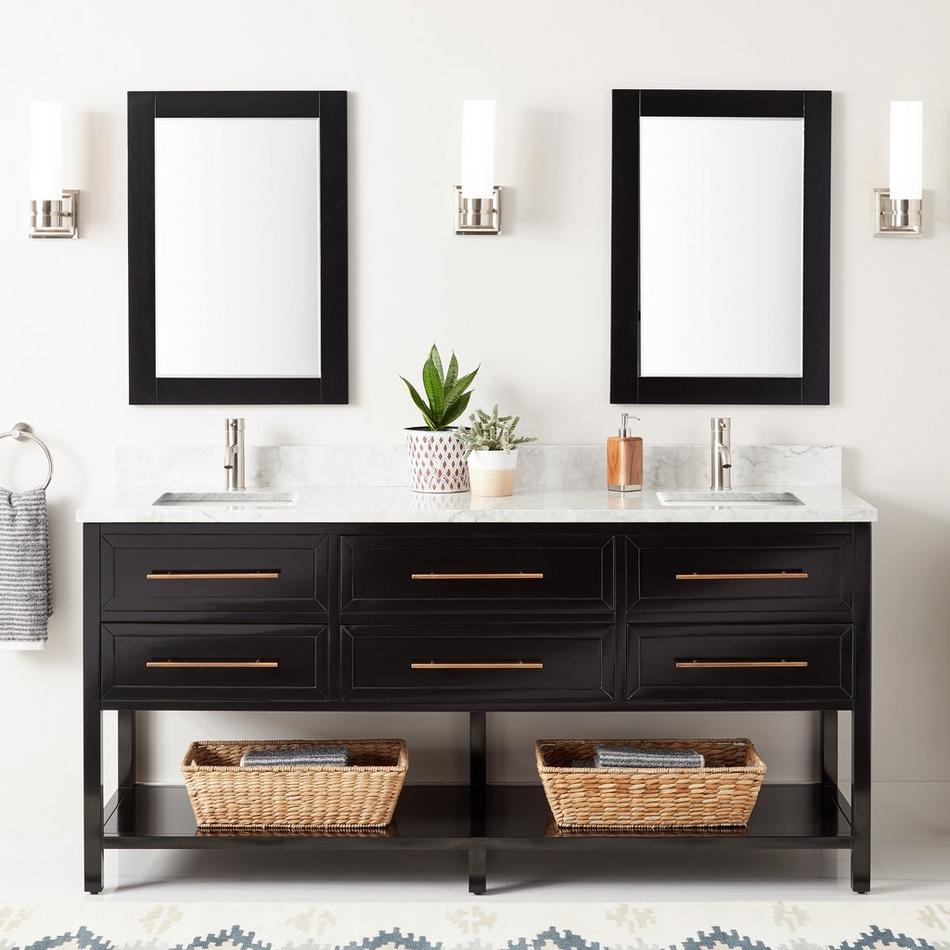 72" Robertson Double Console Vanity for Rectangular Undermount Sinks - Black, , large image number 2