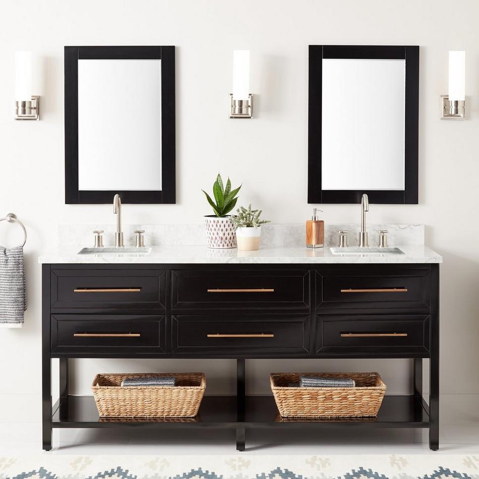 72" Robertson Double Console Vanity for Rectangular Undermount Sinks - Black, , large image number 0