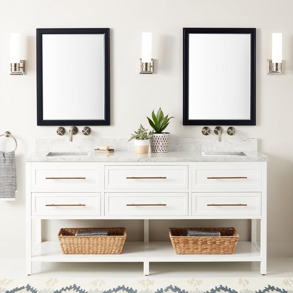 72" Robertson Double Console Vanity for Rectangular Undermount Sinks - Bright White, , large image number 1