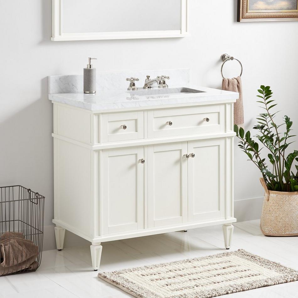 36" elmdale vanity for right offset rectangular undermount sink - white