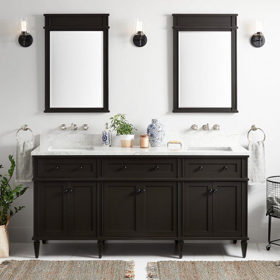 72" Elmdale Double Vanity for Rectangular Undermount Sinks - Charcoal Black, , large image number 1