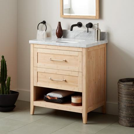30" Burfield Bamboo Vanity for Rectangular Undermount Sink - Natural Bamboo