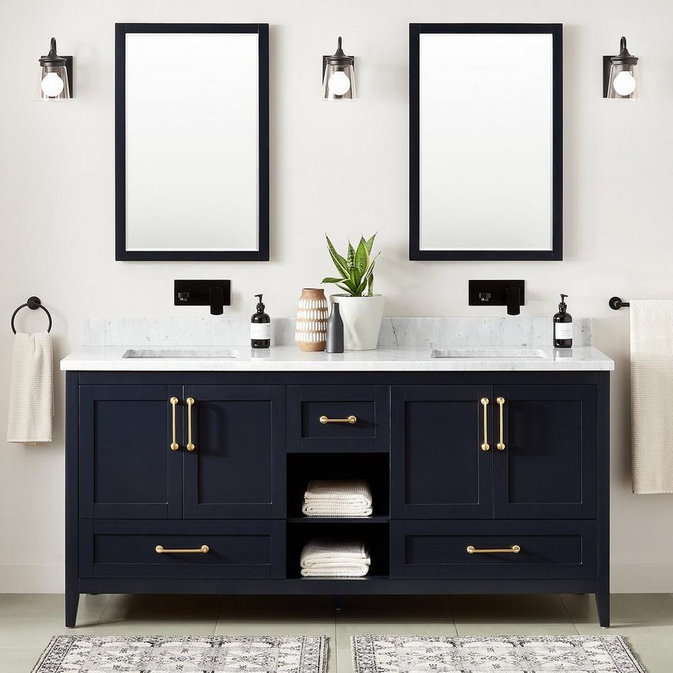72" Burfield Double Vanity for Rectangular Undermount Sinks - Midnight Navy Blue, , large image number 1