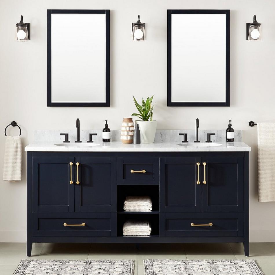 72" Burfield Double Vanity for Undermount Sinks - Midnight Navy Blue, , large image number 0