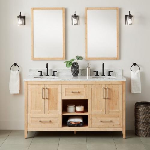 60" Burfield Bamboo Double Vanity in Natural Bamboo