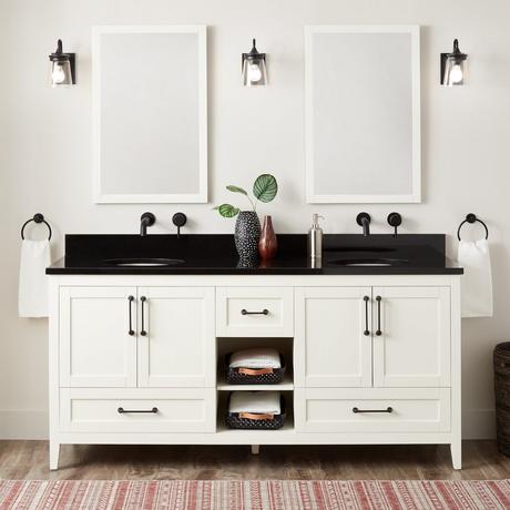 72" Burfield Double Vanity for Undermount Sinks - White