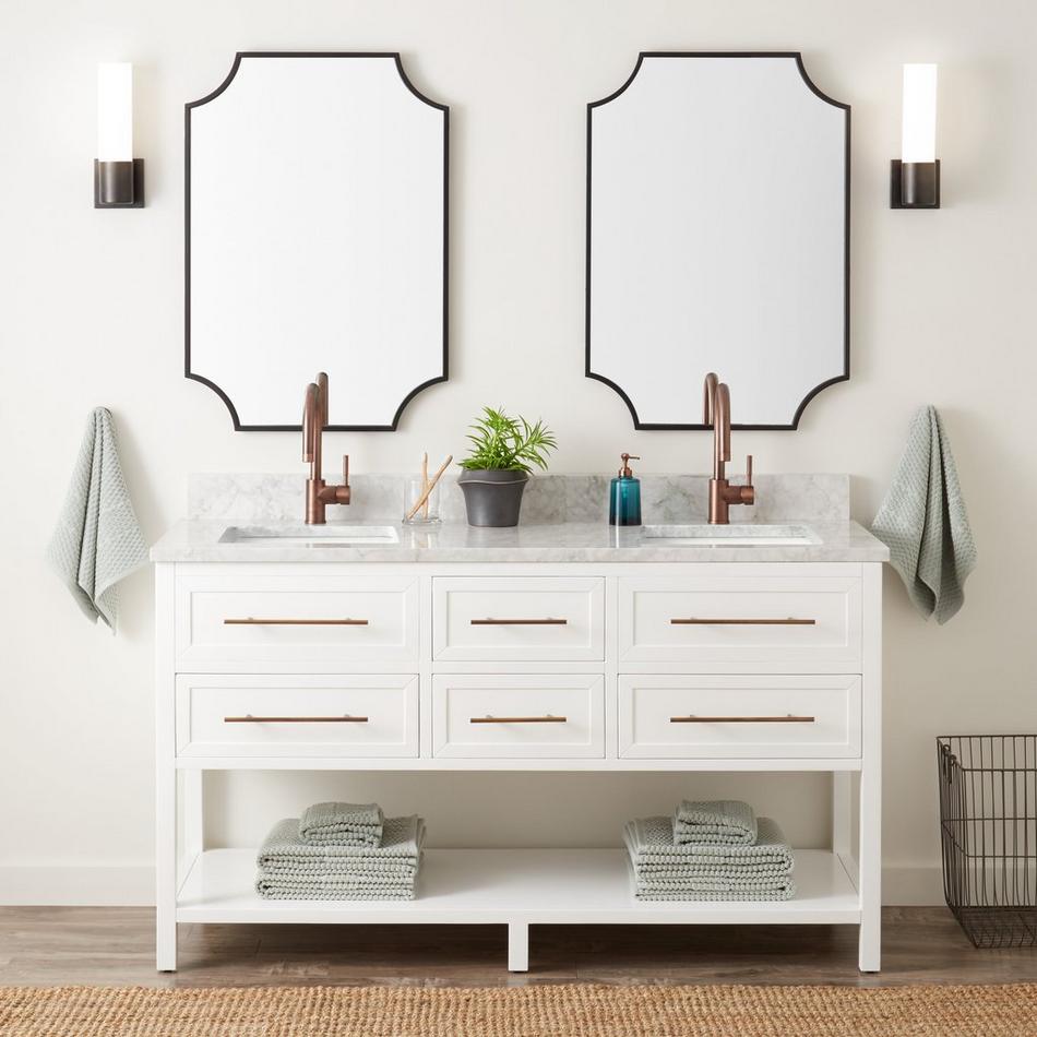 60" Robertson Double Vanity for Rectangular Undermount Sinks - Bright White, , large image number 0