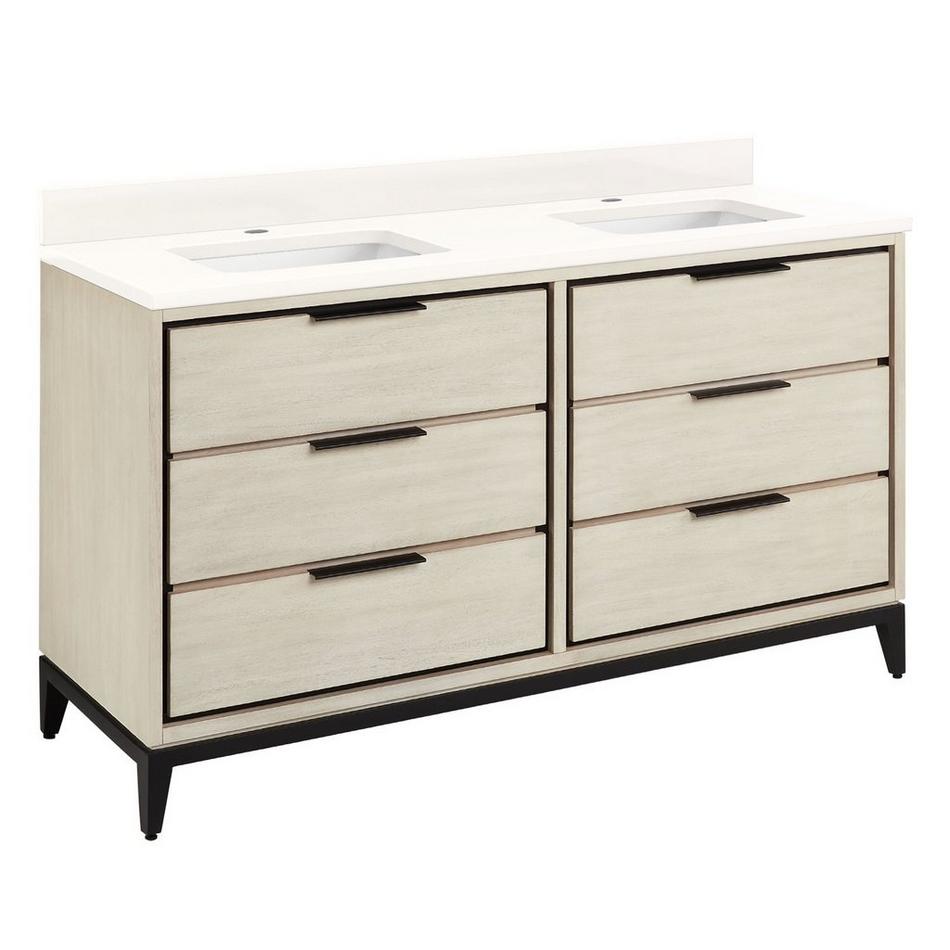 60" Hytes Mahogany Double Vanity With Rect Undermount Sinks - Sky Gray - Arctic White Single Hol, , large image number 0