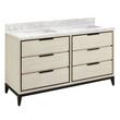 60" Hytes Mahogany Double Vanity With Rect Undermount Sinks - Sky Gray - Carrara No Faucet Holes, , large image number 0