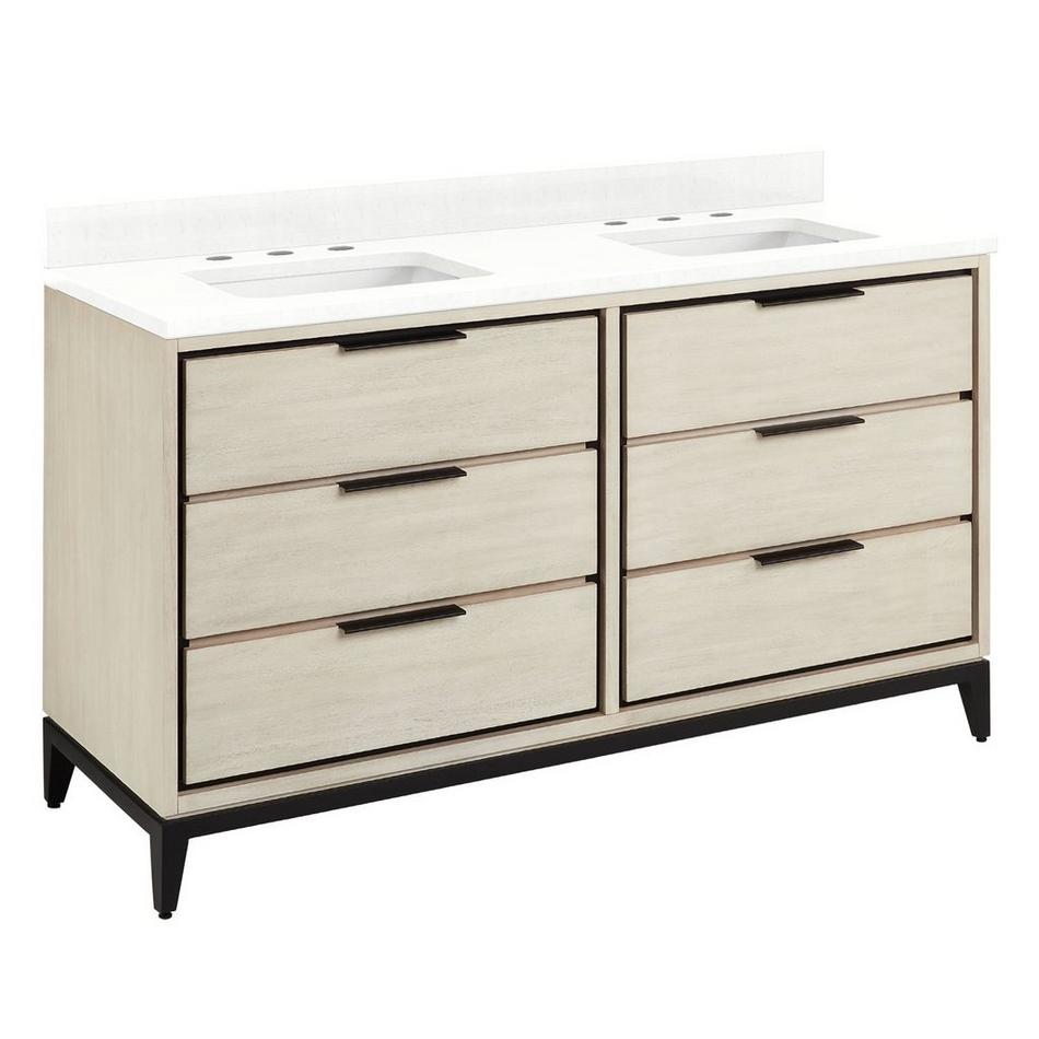 60" Hytes Mahogany Double Vanity With Rect Undermount Sinks - Sky Gray - Feathered White Widespr, , large image number 0