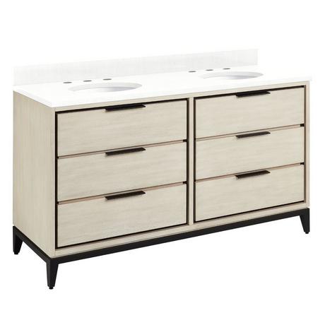 60" Hytes Mahogany Double Vanity With Undermount Sinks - Sky Gray
