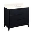 36" Hytes Mahogany Vanity With Undermount Sink - Midnight Navy Blue - Arctic White Quartz Widespread, , large image number 0