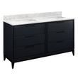 60" Hytes Mahogany Double Vanity With Rect Undermount Sinks - Midnight Navy-Carrara No Faucet Holes, , large image number 0