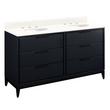 60" Hytes Mahogany Double Vanity With Undermount Sinks - Midnight Navy Blue -Arctic White Widespread, , large image number 0