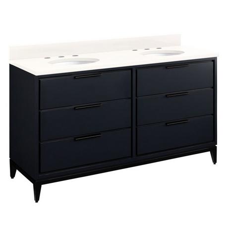 60" Hytes Mahogany Double Vanity With Undermount Sinks - Midnight Navy Blue