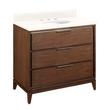 36" Hytes Mahogany Vanity With Undermount Sink - Carob Brown - Arctic White Quartz Widespread, , large image number 0