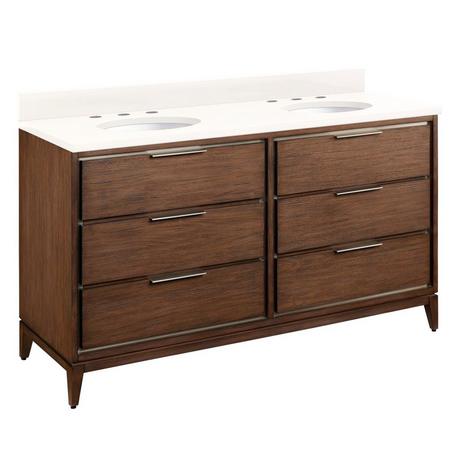 60" Hytes Mahogany Double Vanity With Undermount Sinks - Carob Brown