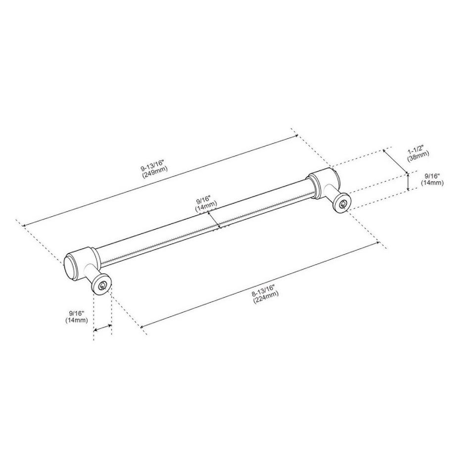 8-13/16" Lazzara Oversized Cabinet Pull Cognac Leather - Brushed Gold, , large image number 3