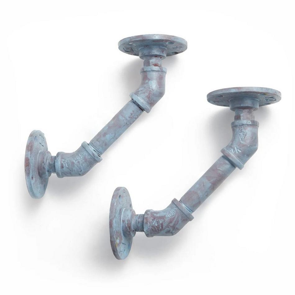 Gibson Iron Pipe Shelf Brackets - Blue Patina, , large image number 1