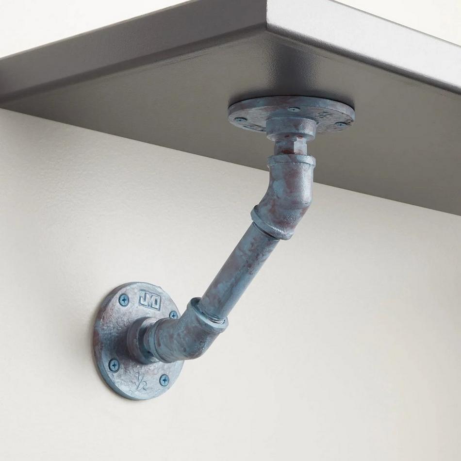 Gibson Iron Pipe Shelf Brackets - Blue Patina, , large image number 0