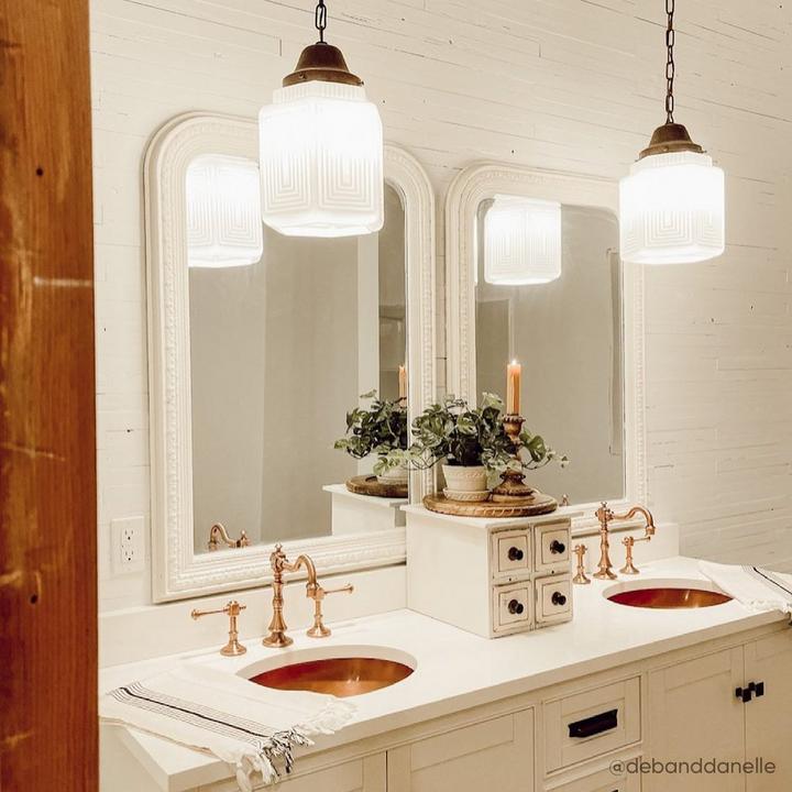 Bathroom from Deb & Danelle, 72" Quen Double Vanity for Undermount Sinks in White, Vintage Widespread Bathroom Faucet