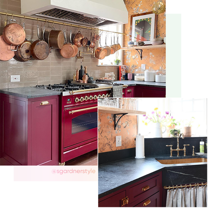 Kitchen from Shavonda Gardner, Bellevue Bridge Kitchen Faucet, Augusta Retractable Wall-Mount Pot Filler in Polished Brass