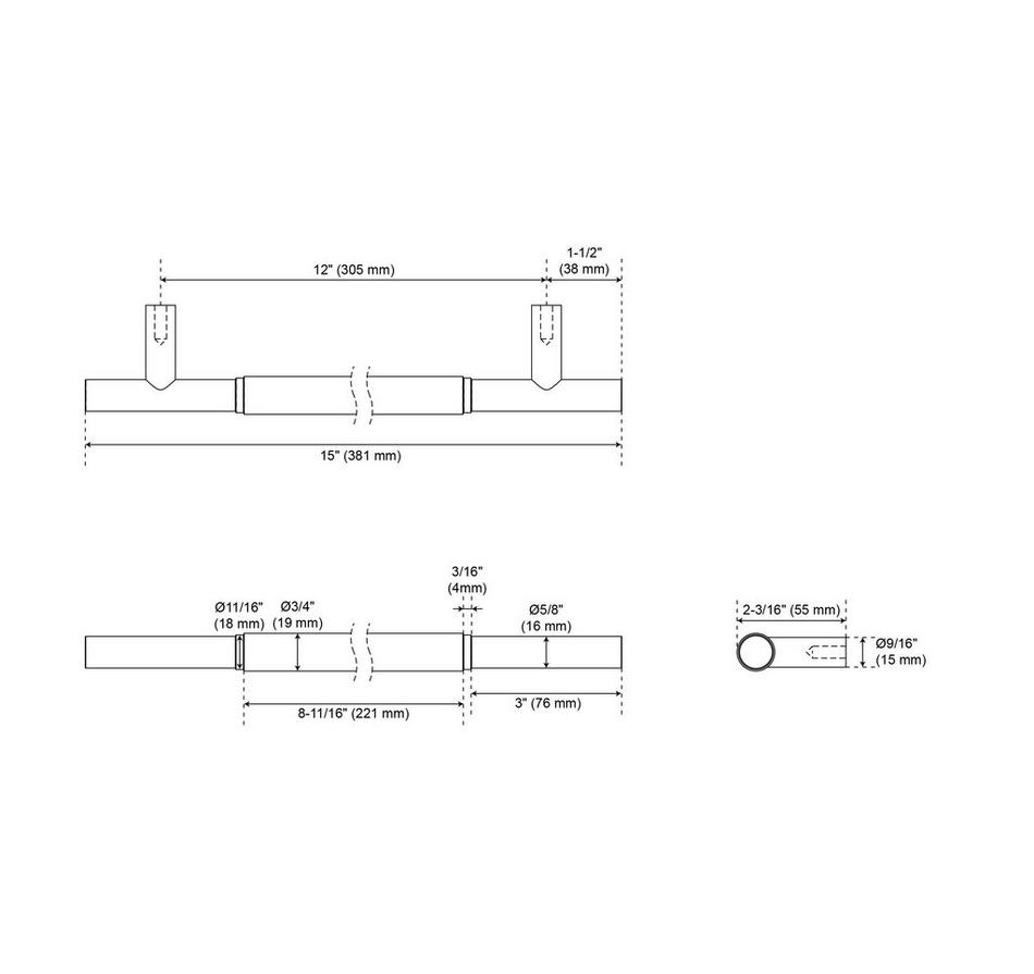 12" Colmar Solid Brass Appliance Pull  - Antique Brass, , large image number 1