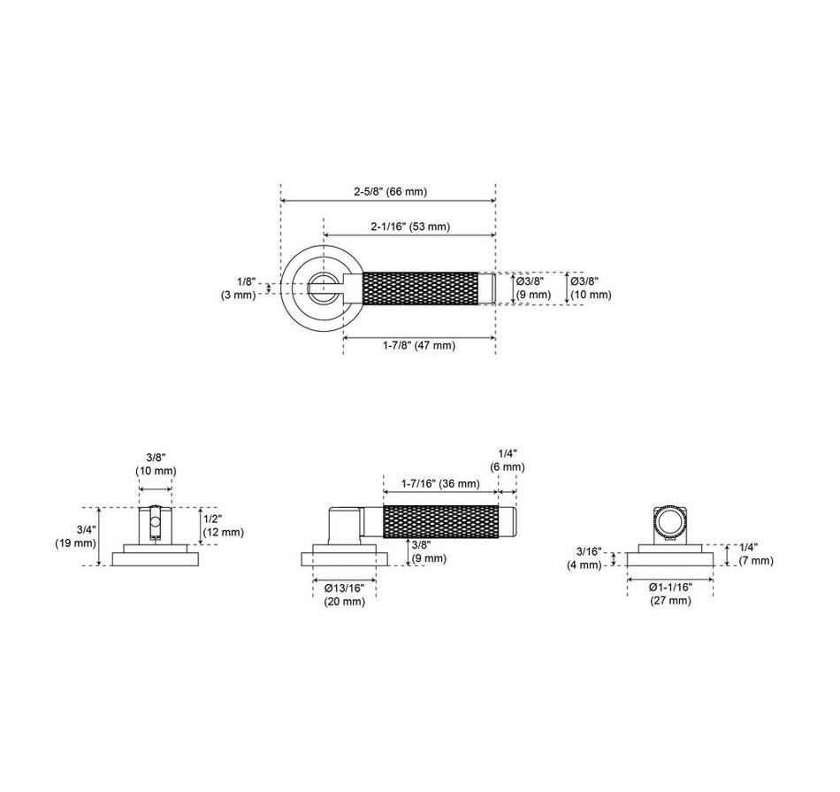 Arles Brass Knurled Drop Pull - Polished Brass, , large image number 1
