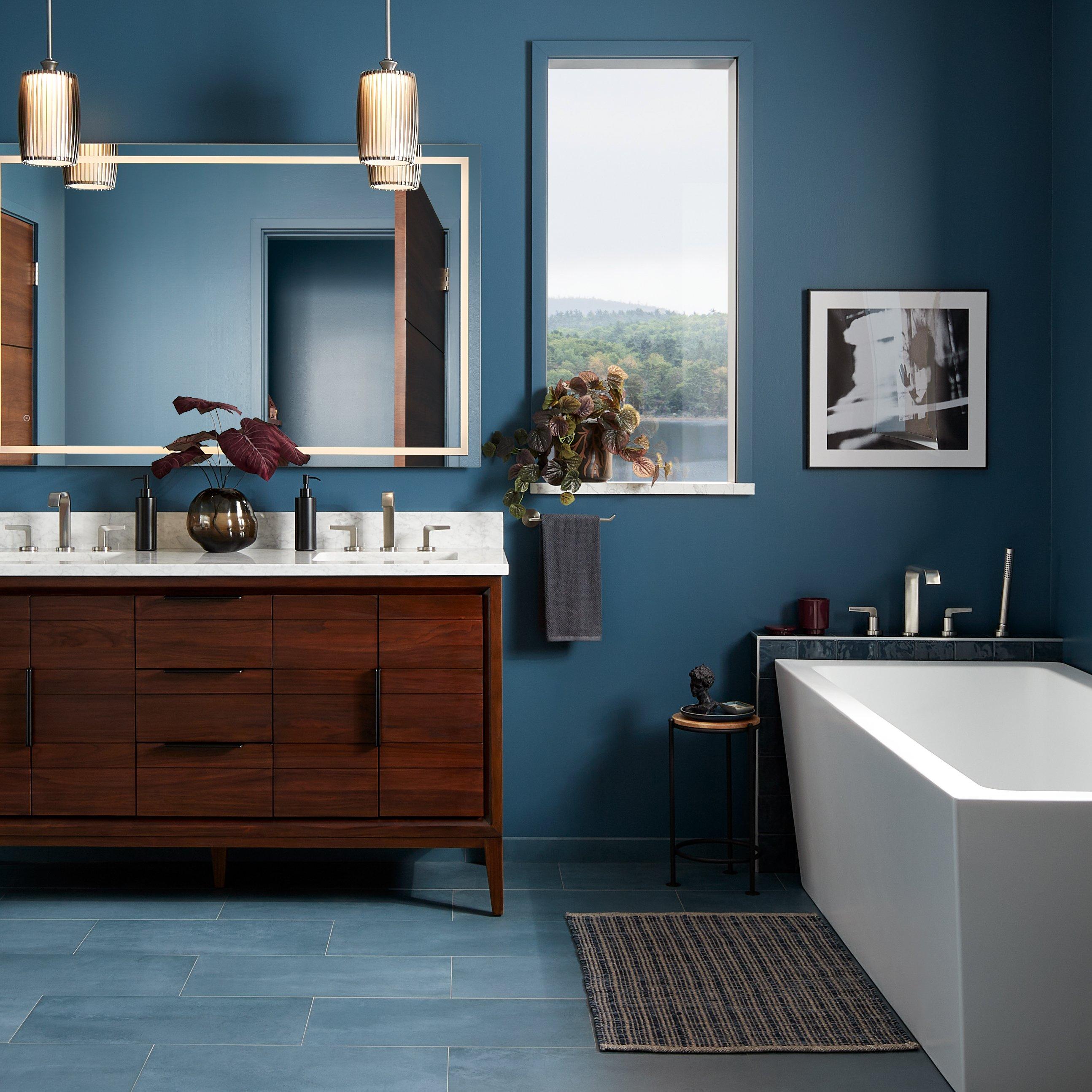 Shop the Room: Moody Meets Modern Bathroom