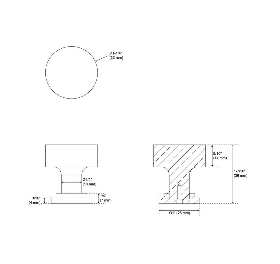 1-1/4" Colmar Brass Cabinet Knob - Polished Brass, , large image number 1