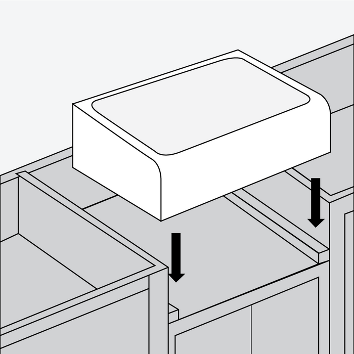 Step 3 - test the fit of the sink in the counter opening. Verify it is level and use wood shims if needed to level the sink