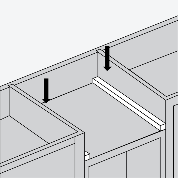 Step 1 - install support bars along the inner sides of the cabinet to support the weight of the sink